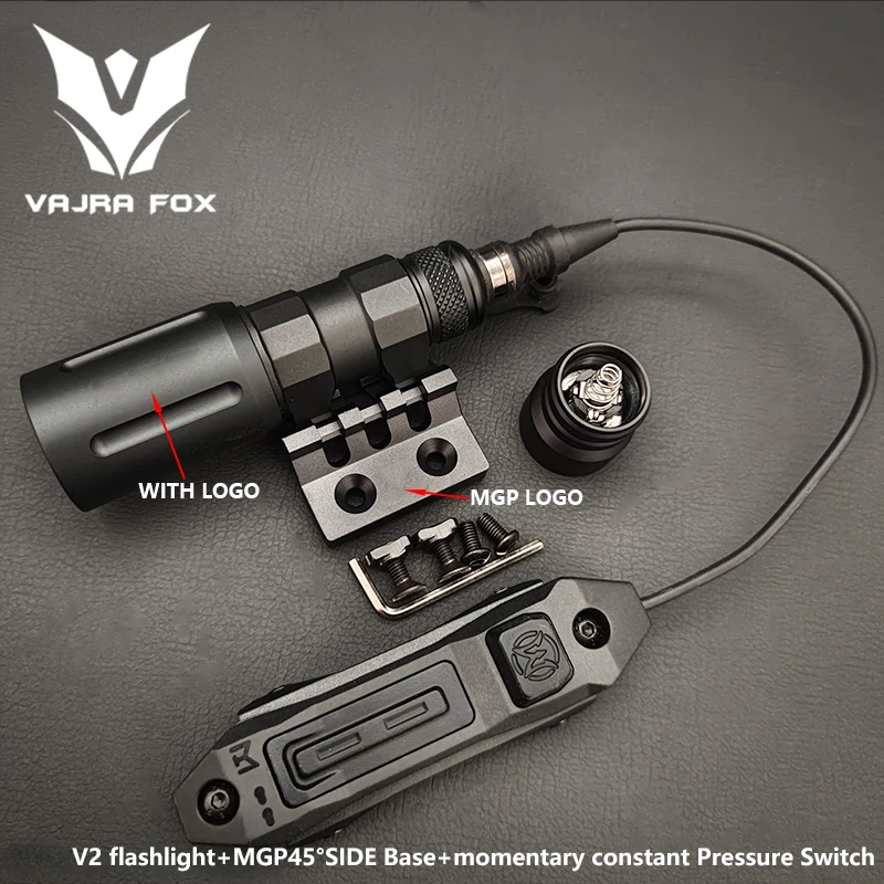 Sotac V2 Flashlight White LED Lamp with 45 degree side base and  New dual function pressure switch Tactical weapon light