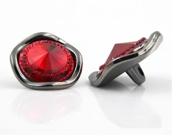 10pcs/lot Size:18-30mm Stylish Resin Rhinestone Red Buttons for Overcoat Steepletop Design Round Button Garment (ss-7606)
