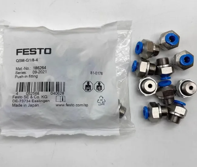 

10PCS New original FESTO Pneumatic quick insert connector QSM-1/8-4 153305 QSM-1/8-6 153307 QSM-G1/8-4 186264 QSM-G1/8-6 186265