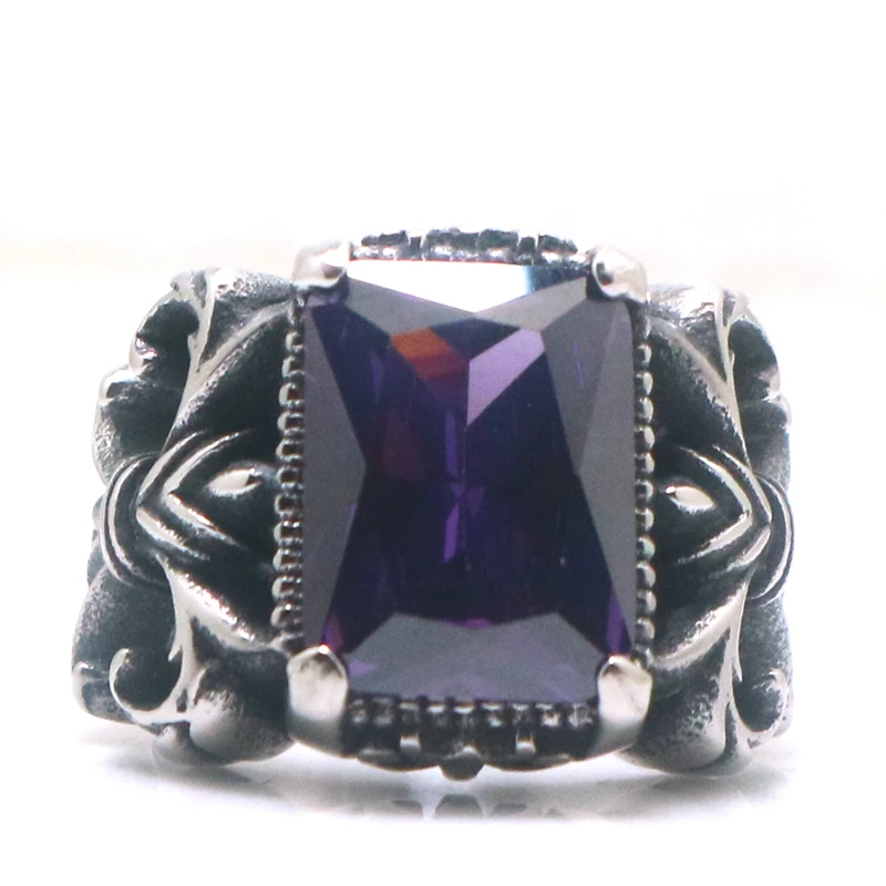 Unisex 316L Stainless Steel Cool Punk Gothic Classic Stone Vintage Ring