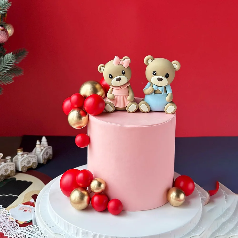 3D Bär Kuchen Topper rosa blau Bär Bälle für Baby party Party Dekorationen Kinder 1. Geburtstag Teddy Thema Party Dekoration