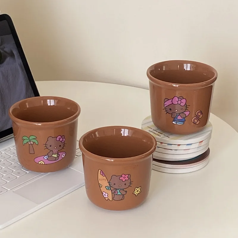 

Hello Kitty Black Skin Mug Sports Surfing Skateboard Black Skin Cat Ceramic Water Cup Small Bowl Decoration Women Accessories