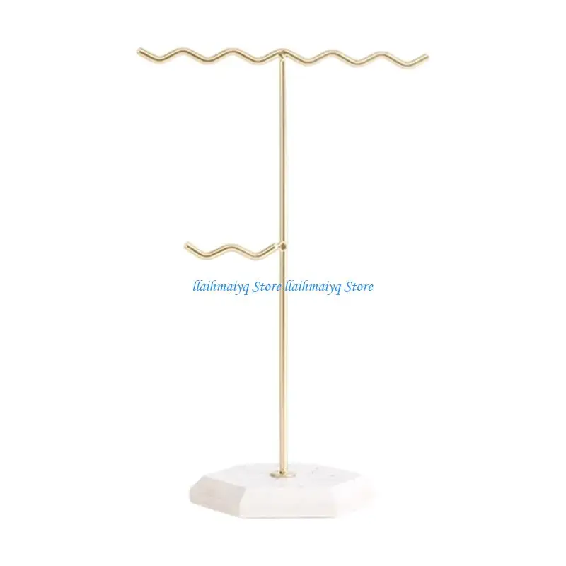 573B عرض مجوهرات متعددة الوظيفية حامل الرخام القاعدة المعدنية القابلة للإزالة القابلة للتخزين تخزين القلادة على شكل #5