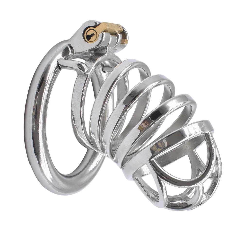 FRRK Big Male Chastity Device for Men Large Metal Cock Cage BDSM Sex Toys  Kinky Penis Rings Bondge Prision Bird Cock-Lock