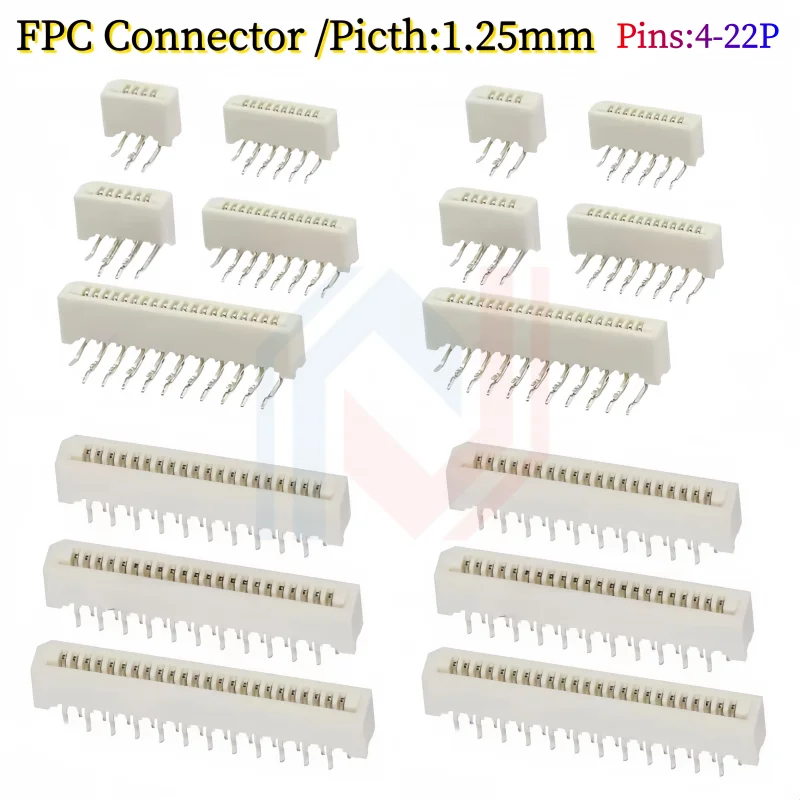 

10Pcs 1.25mm FPC/FFC Connector LCD Flexible Flat Cable Socket Double Row 4/5/6/7/8/9/10/11/12/14/16/18/20/22/24/26/28/30/32 Pin