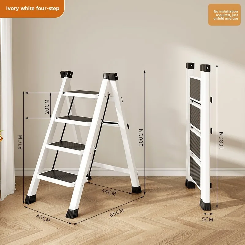 Household Foldable Lightweight 4 Step Ladder Retractable Multi Function Step Ladder  Folding Portable Indoor Ladder Climbing