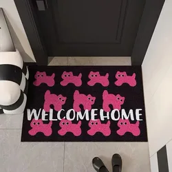 Pink Cat Pattern Entrance Door Mat 100% Polyester Anti Slip Rug Home Decoration Rugs Living Room Bedroom Fashionable Felt Carpet