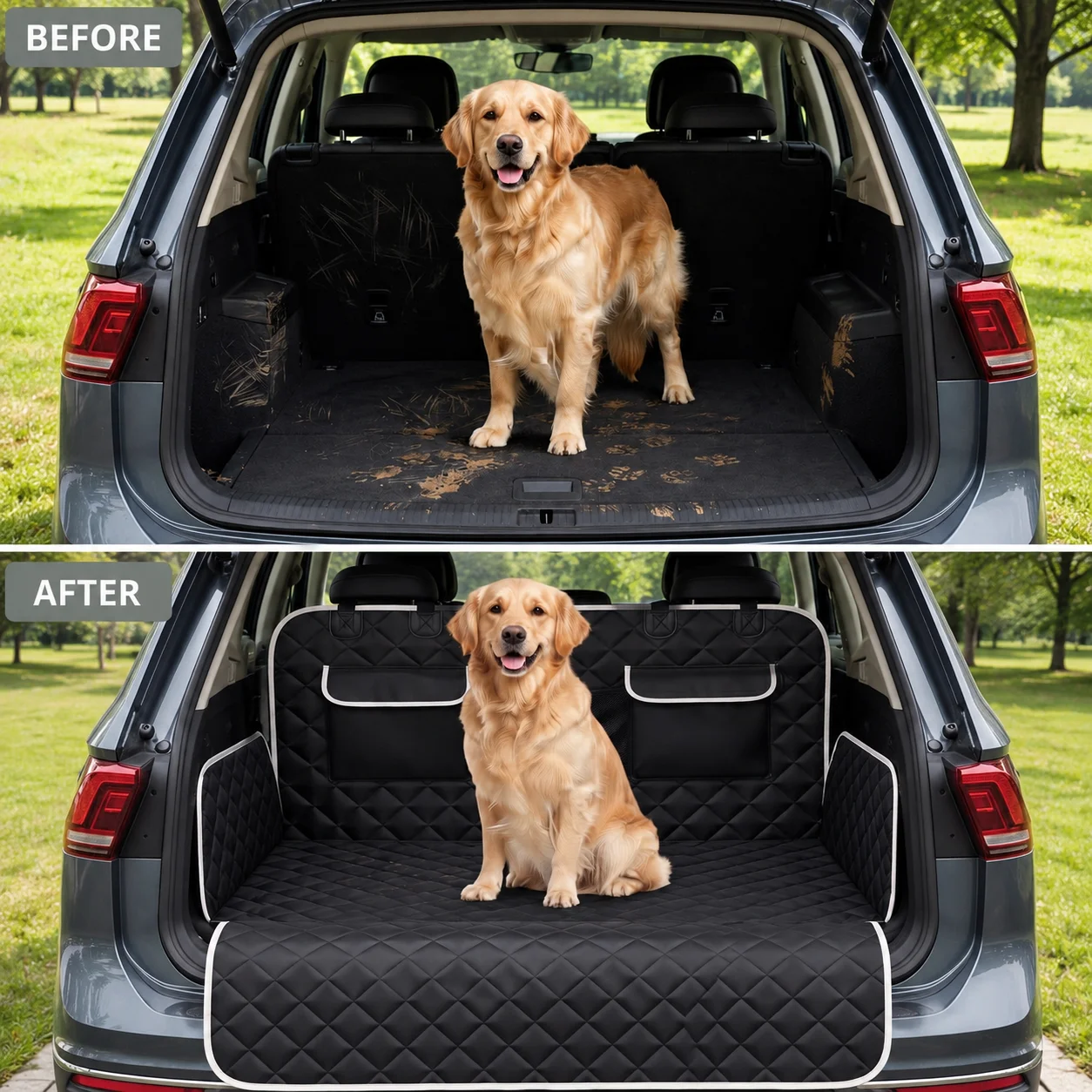 Thick Oxford cloth car trunk mat, durable and easy to clean, fits sedans, SUVs, and other vehicles, great for all-year use