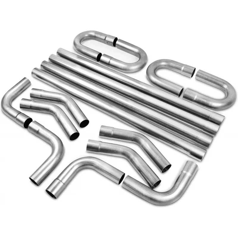 2.25 ''Custom Exhaust Kit Universal Mild Steel 16 Gauge Tubing Mandrel Bend Pipe Straight & U-Bend (16PCS, 2 Packs)