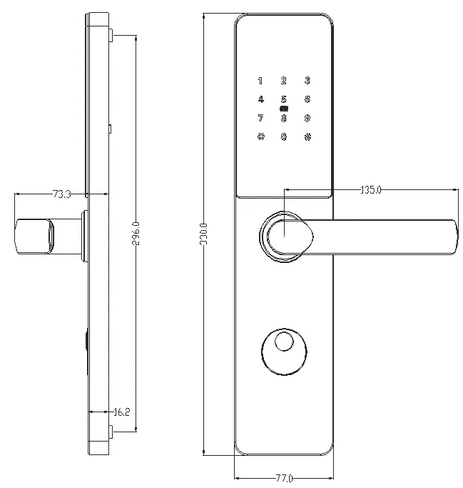 Wireless TTlock Bluetoth Smart Home Keyless Online Management Wifi Hotel Door Locks with Touch Keypad