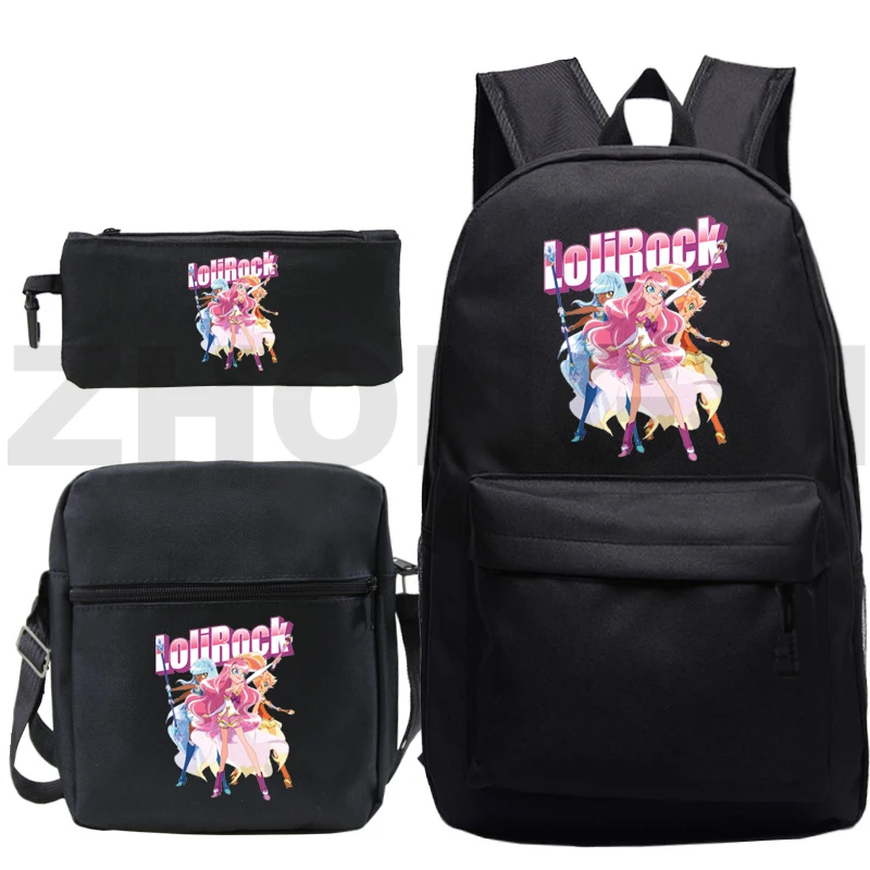 

Fashion Lolirock Backpack 3 In 1 Set Large Capacity School Bags Canvas Anime Backpack LoliRockstar Rucksack for Teenager Girls