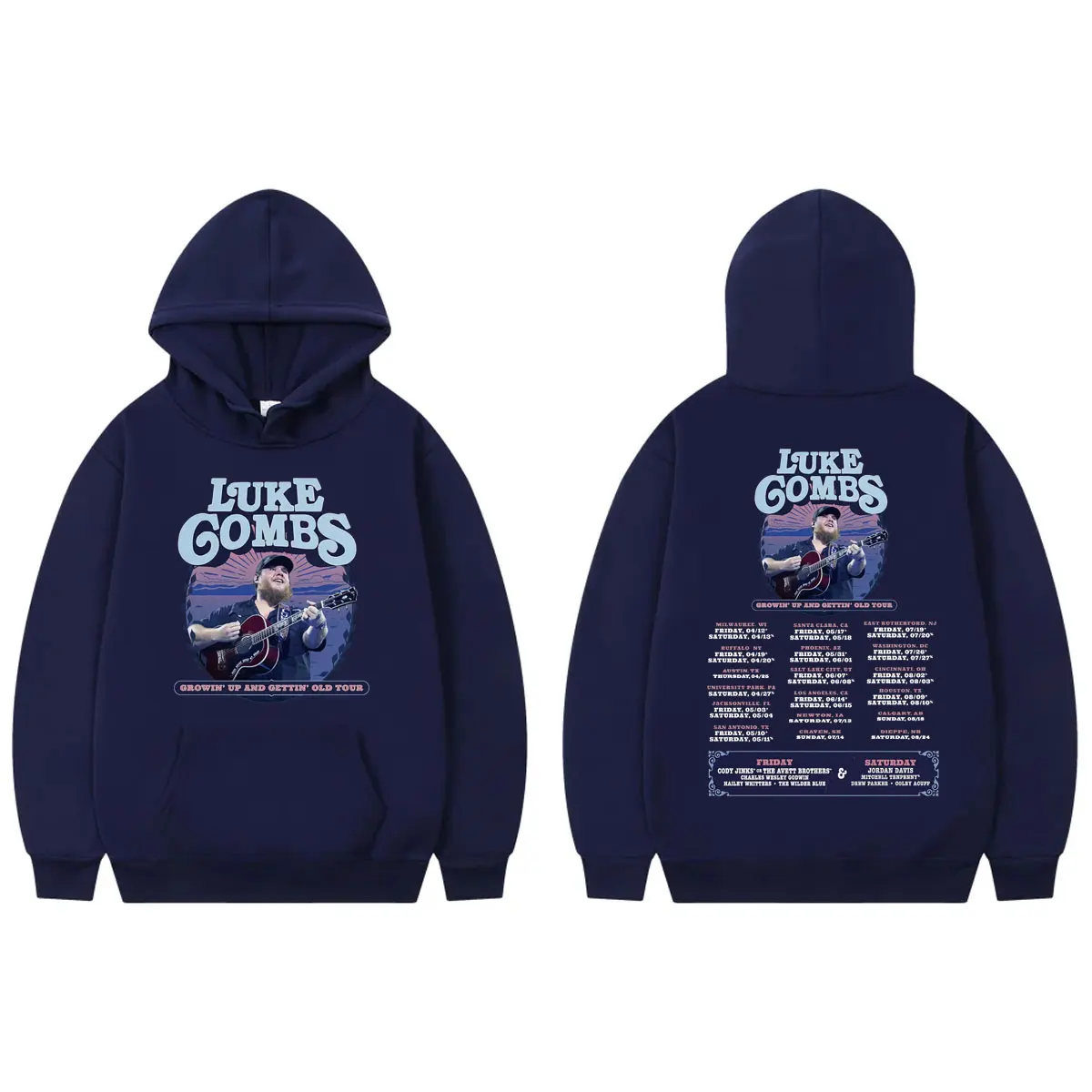 Luke Combs World Tour 2024 Hoodies Fashion Vintage Long Sleeve Hooded Sweatshirts Men Women Casual Oversized Fleece Pullovers