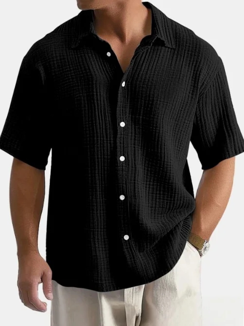 

Loose Fit Men's irt Summer 2025 Casual Soft Skin-friendly ort Sve Button up Long Sve Top Breathable Combed Cotton