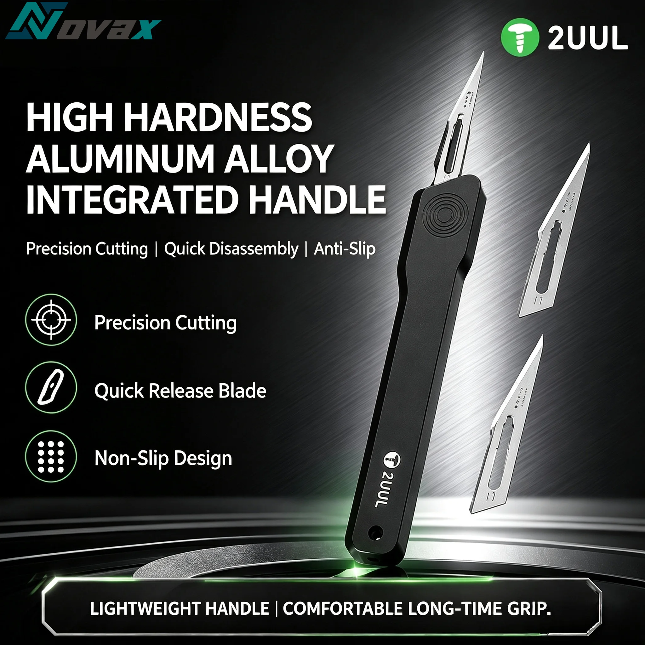 2UUL BL11 BBshark Black Knight Aluminum Knife Handle Blade Set, Used for Mobile Phone PCB Cutting Tools