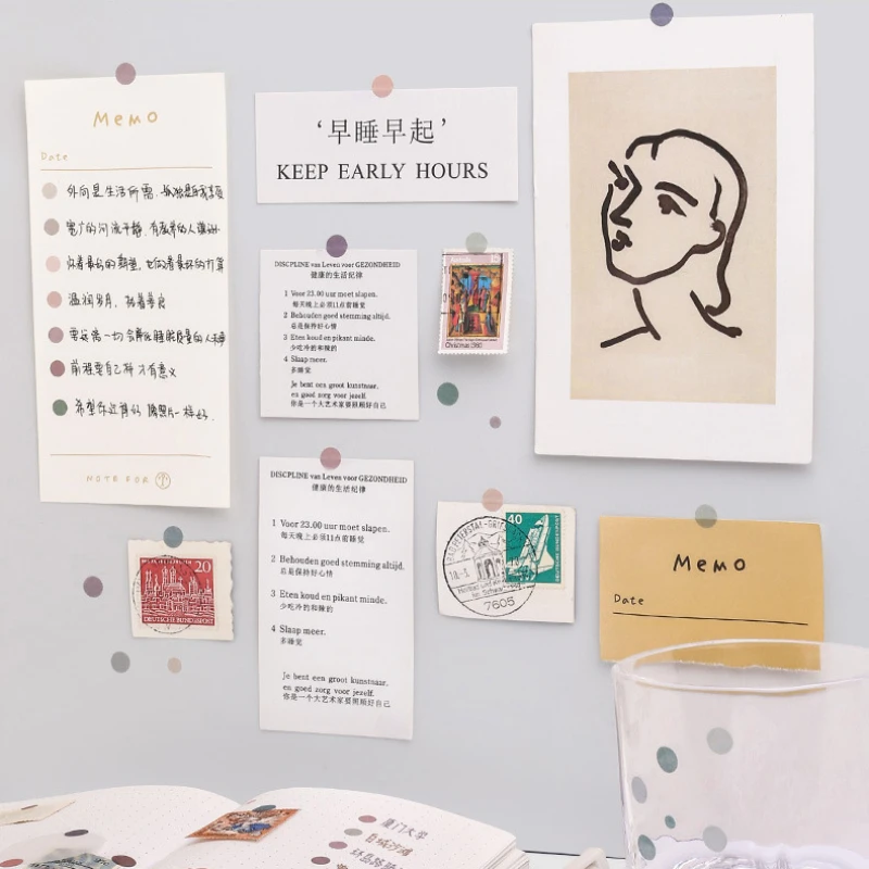 50Sheets Mini Morandi Color Dot Washi Paper Sticker Girl Scrapbook Journal Decoration Notebook Planner Calendar Marking Sticker