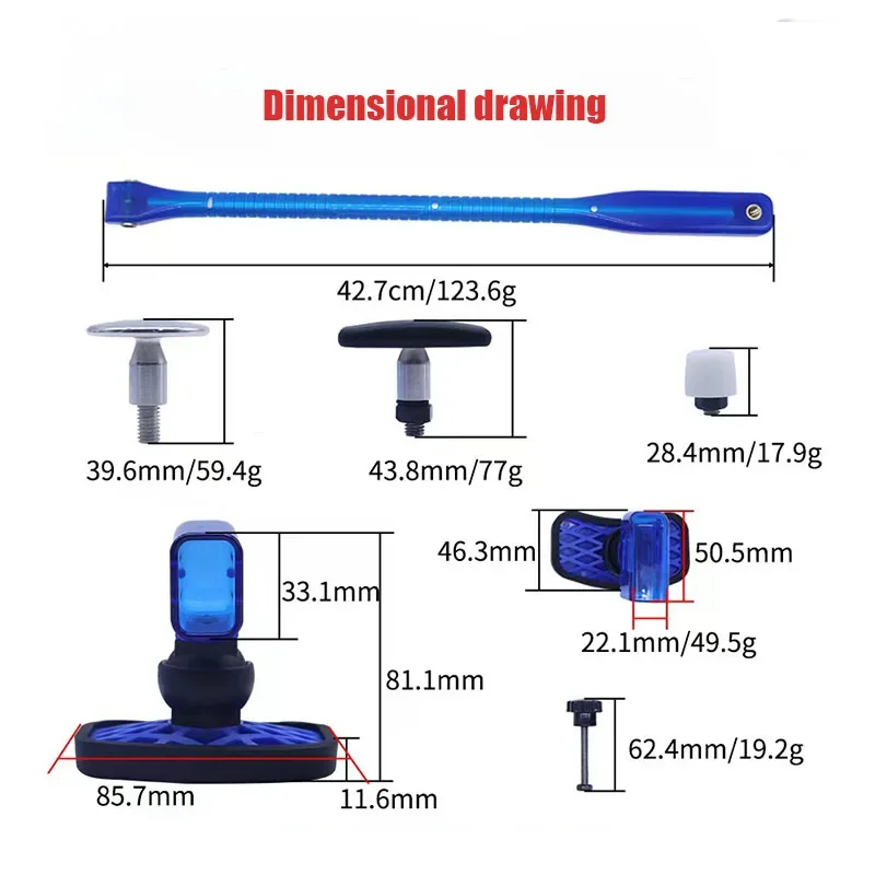 1 Set Car Dent Repair Tools Leveling Hammer Telescopic Rod Pit Remover Tool Dent Repair Kit Blue PC Shaping Hammer Set