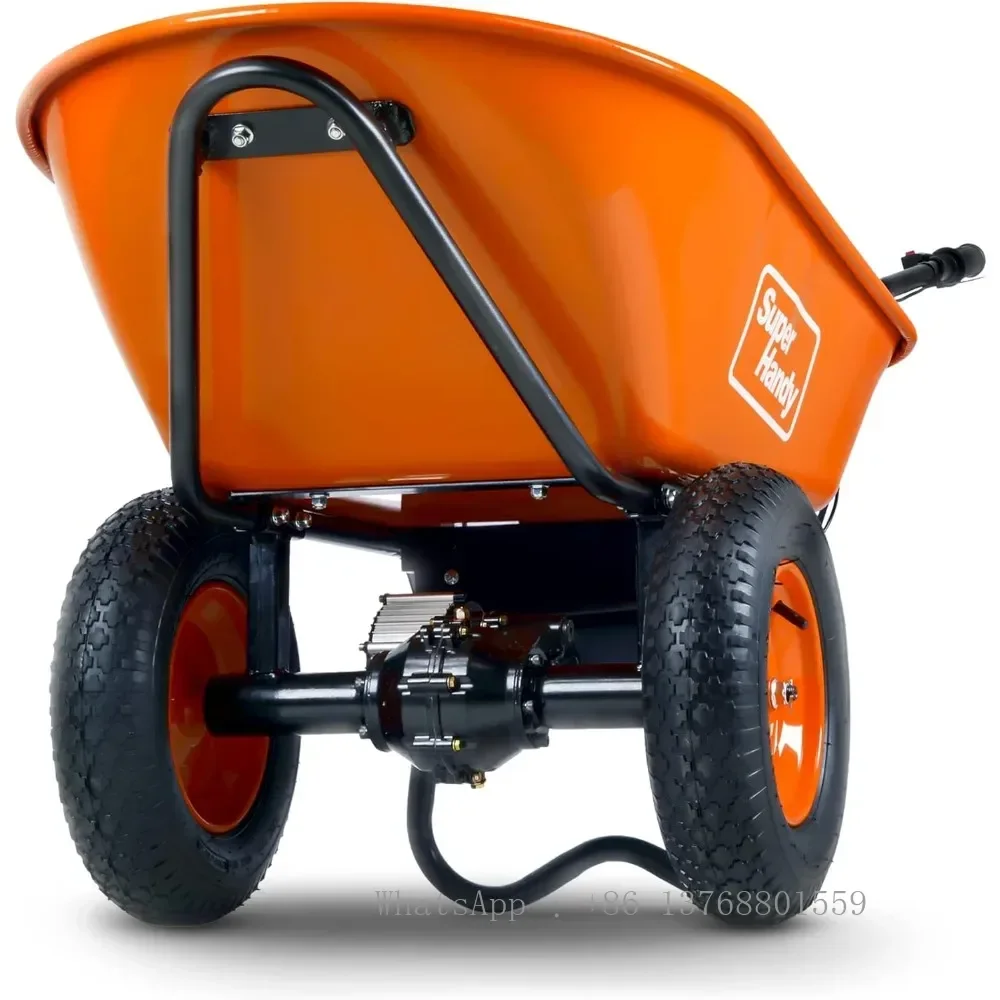 Wheelbarrow Electric Powered Utility Cart 48V DC 500W Li-Ion Driven Ultra Duty 330LBS (150kgs) Capacity and 4 cu.ft.