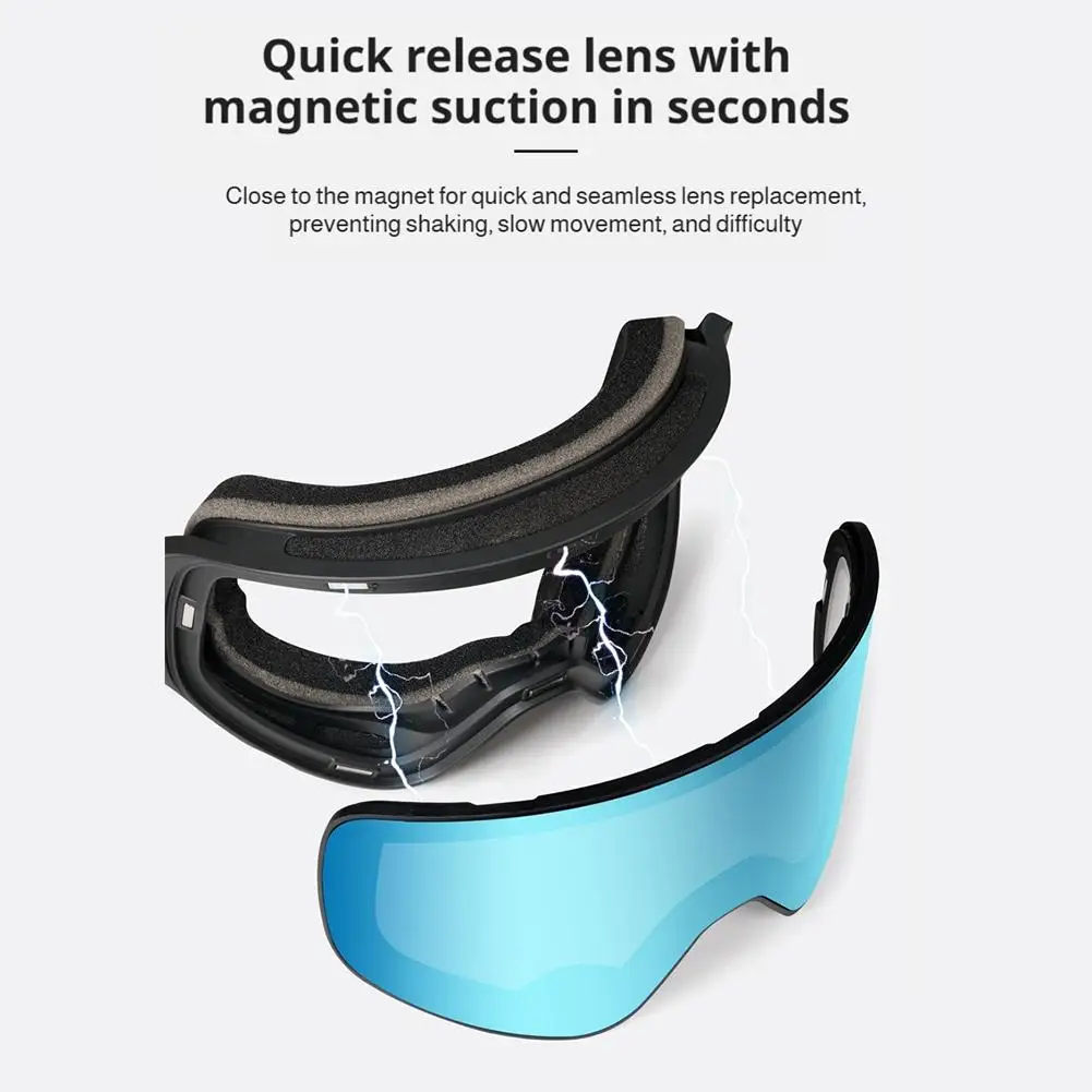 

Magnetic Ski Goggles - Double-layer Anti-fog, Otg Fit Lenses, Sports Uv Over Interchangeable Sunglasses Glasses, V4h2