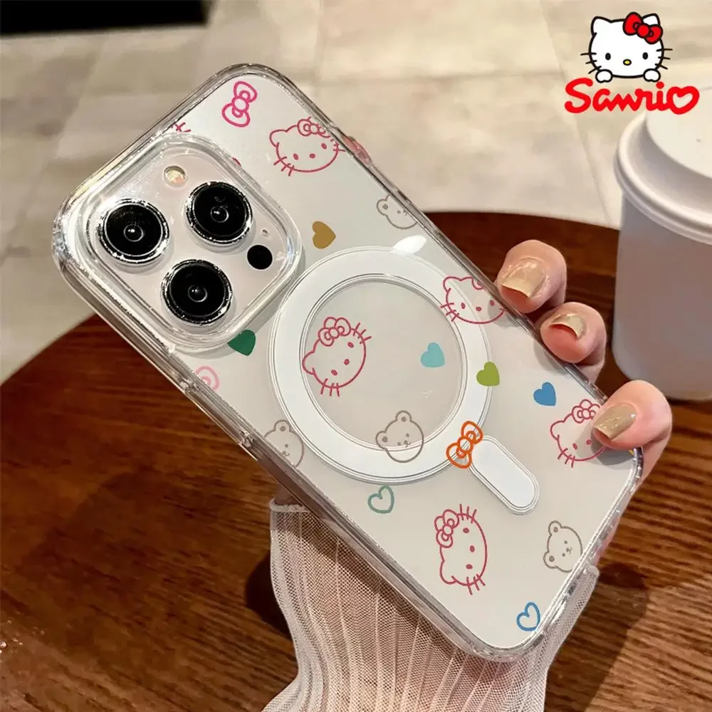 Casing Ponsel Sanrio Kt Pencegah Jatuh Iphone 16/15/14/13/12/11 Casing Iphone Anak Perempuan Penutup Aksesori Merah Muda Kucing Kitty De Iphone