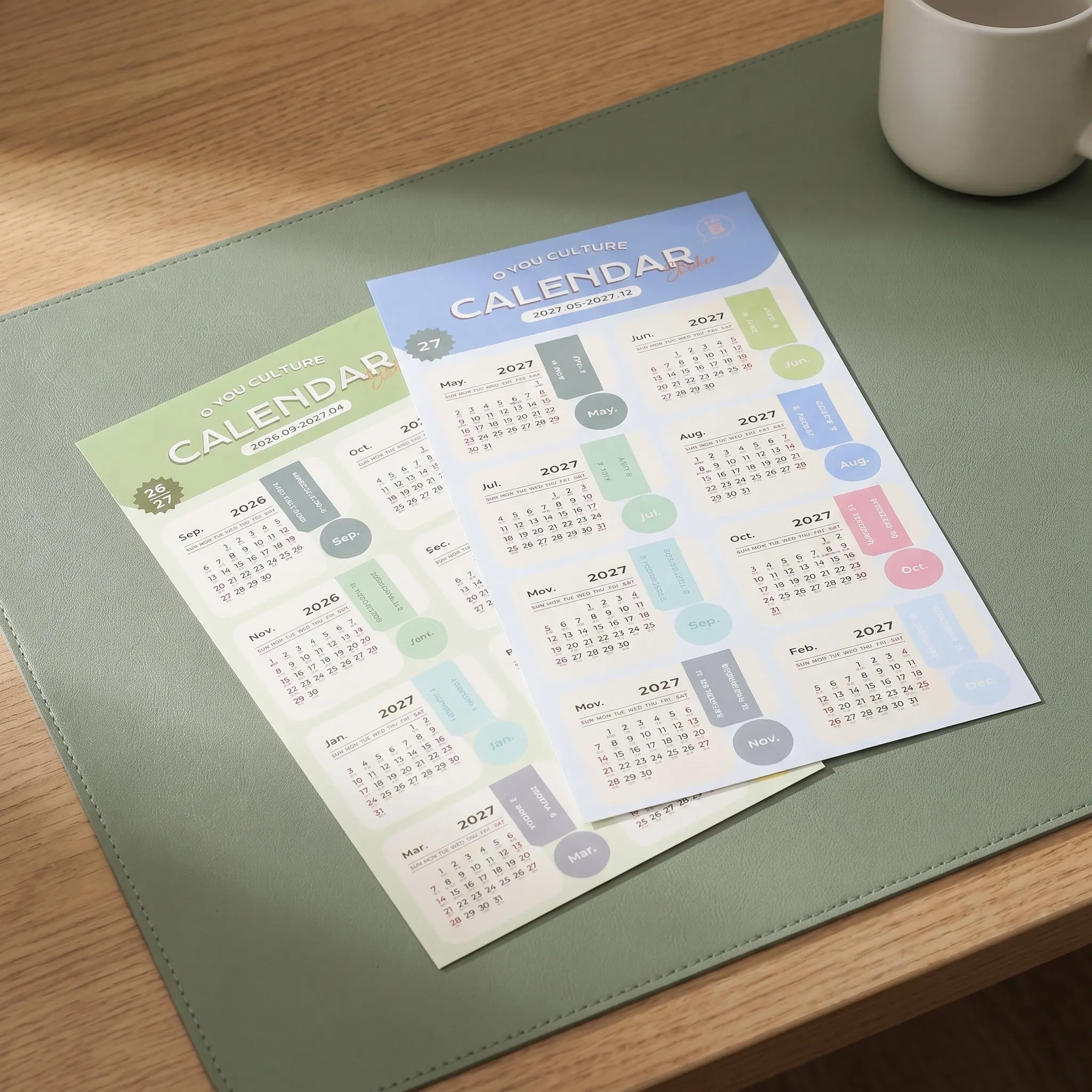 2 Sets 2026 2027 Monthly Planner Stickers Waterproof Adhesive Index Tabs Calendar Stickers for Journal Schedule Notebook Planner