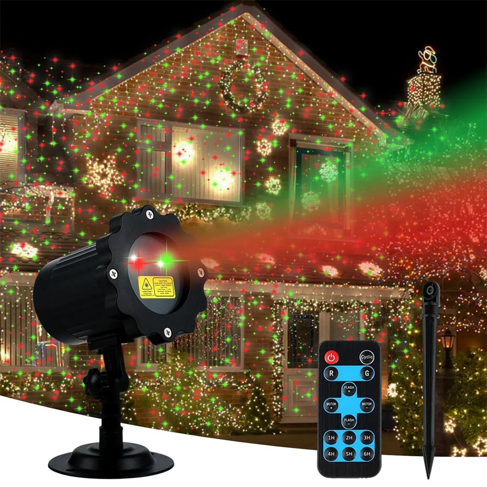 

Red Green Moving Projector Light Christmas Starry Decoration IP65 Waterproof Party Night Lamp for Yard,Garden,Holiday