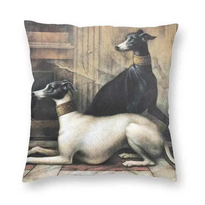 Greyhounds With Gold Collars Pillow Case 40x40cm Home Decorative Sihthound Dog Nordic Cushion Cover Velvet Pillowcase For Sofa