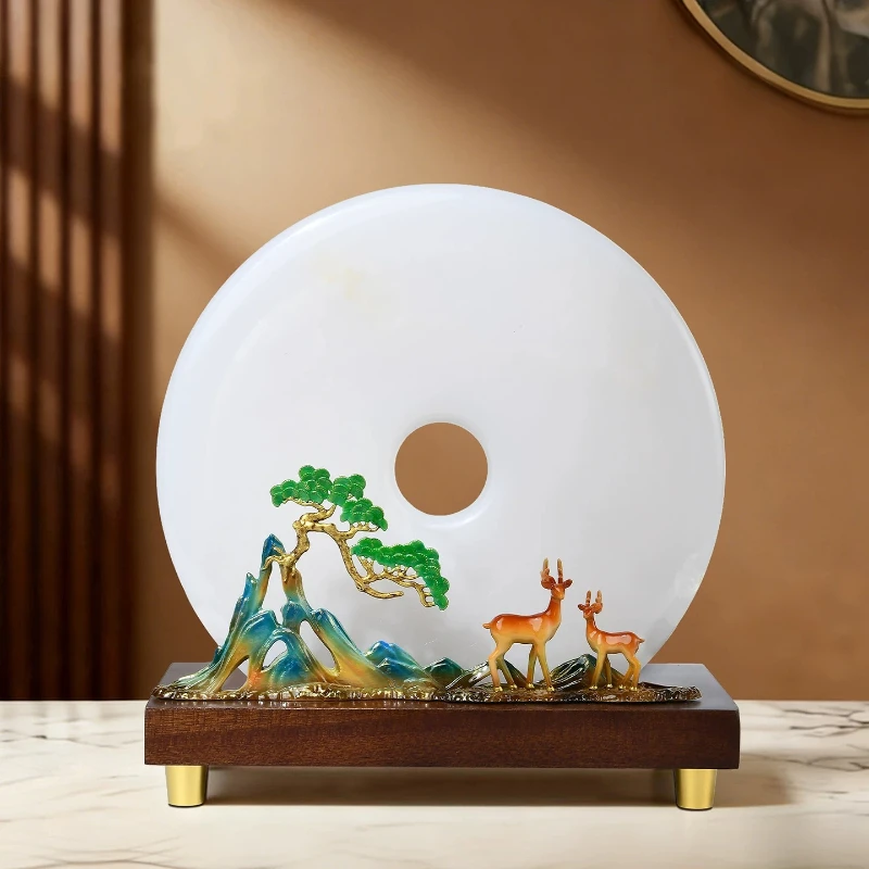 LMM Qianli Jiangshan Jade Safety Buckle Ornament Advanced Sense Living Room Lucky Entrance Wine Cabinet