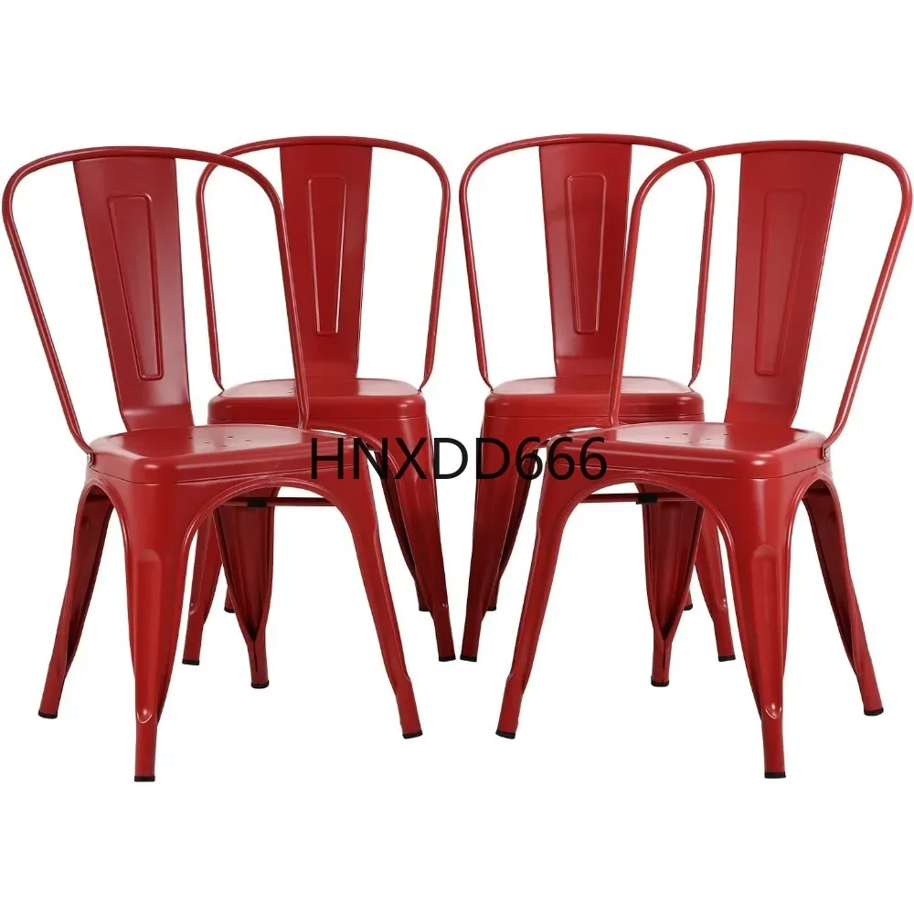 Metal Chair Metal Dining Chiar Set of 4, Outdoor 18 Inch Seat Height Restaurant Kitchen Chairs Stackable Chairs Bistro Patio