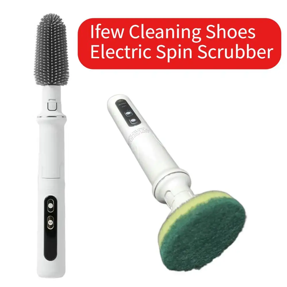 

Cleaning Shoes Electric Spin Scrubber Brushing Kit Bathroom Cordless Clean Brush Power Scrubber with 9 Replace Brush Heads Tool