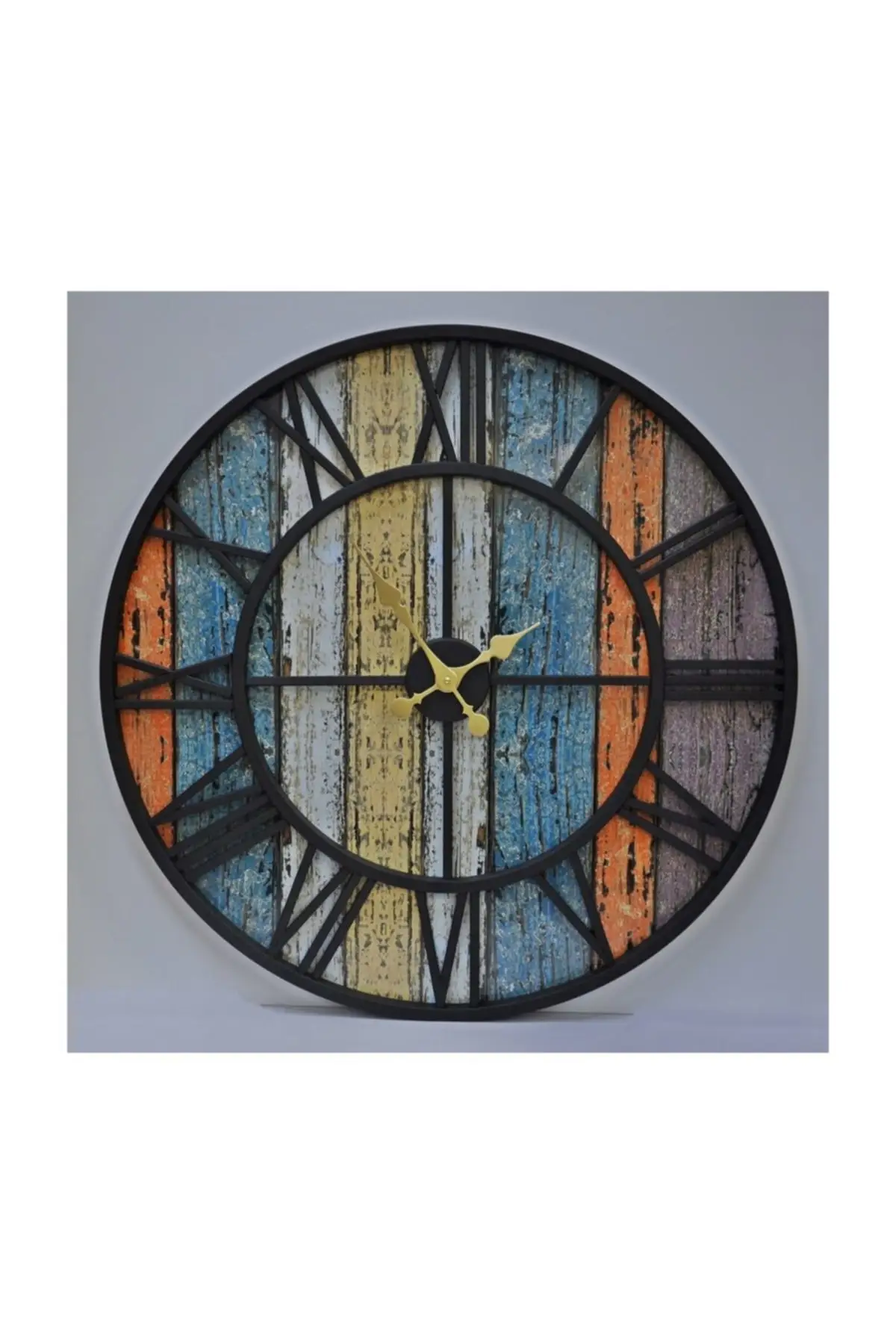 Uras Wrought Iron Wall Clock 7615 01 Black-colored Wood 76cm 3d Wall Clock Creative Home Decor