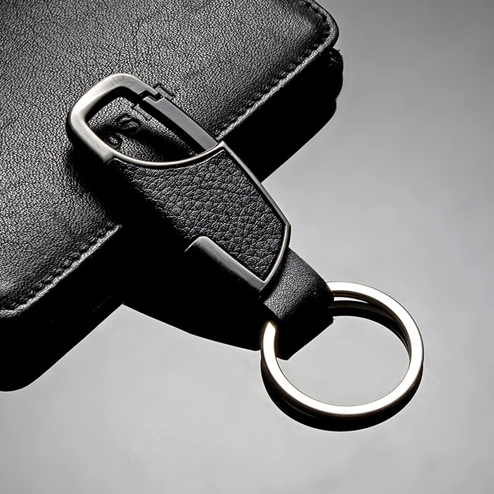 1Pc Universal Men Fashion Creative Car Metal Leather Keyring Charms Keychain Pendant Key Rings Stylish Car Interior Accessories