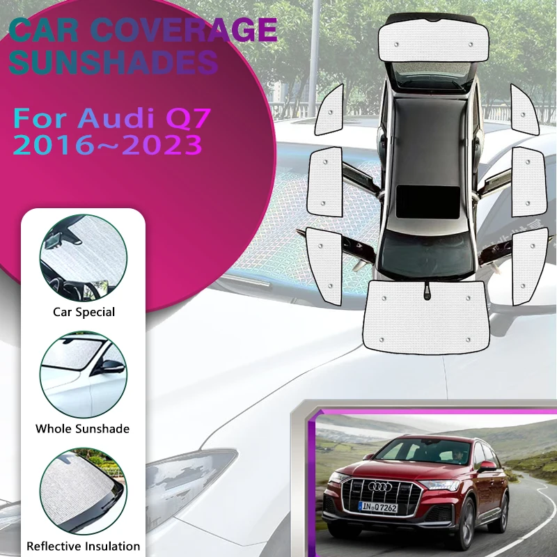 Car Full Coverage Sunshades For Audi Q7 4M 2016 2017 2018 2019 2020 2021 2022 2023 Sunscreen Window Sunshades Covers Accessories