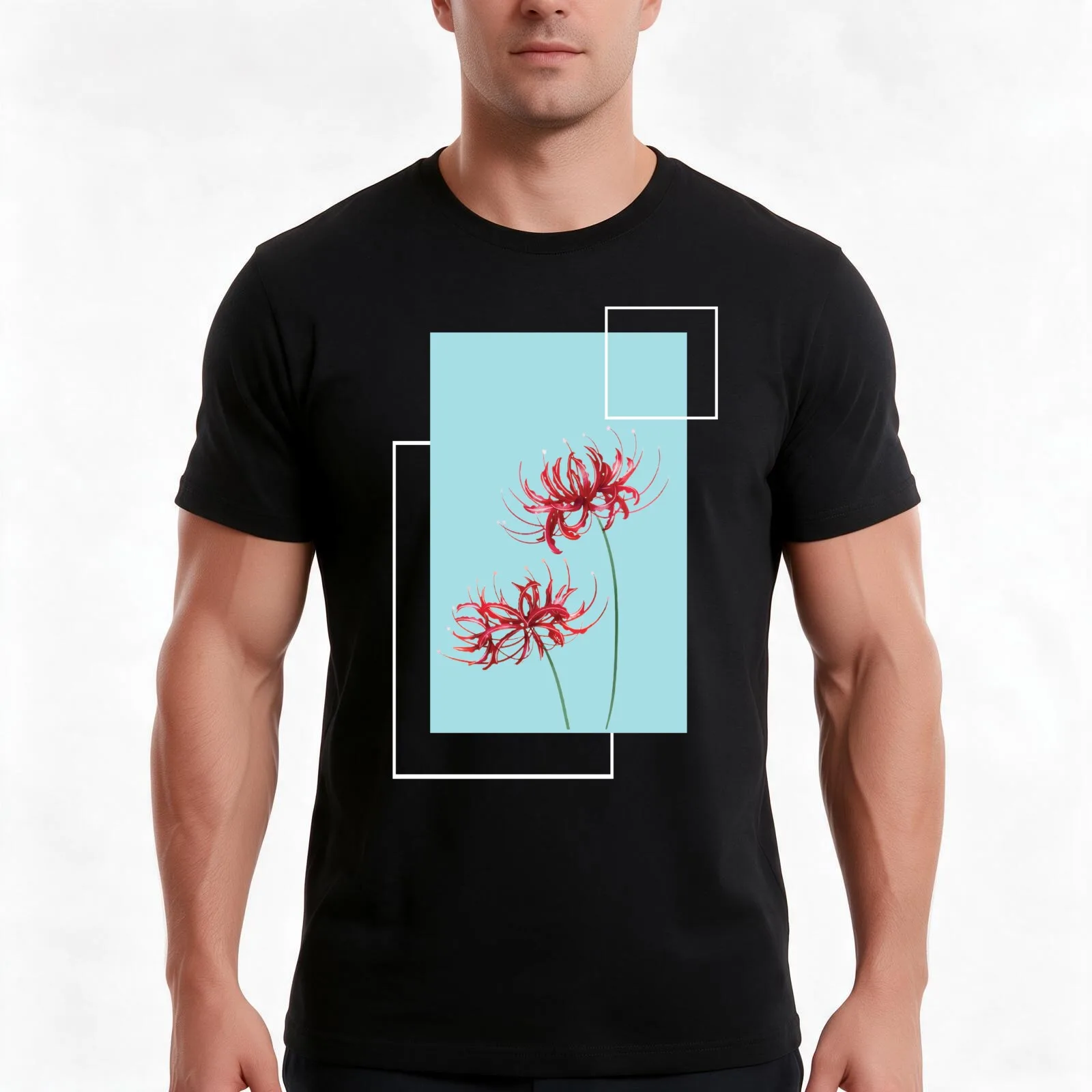 Lycoris Recoil Red Spider Lily Light Blue T-Shirt, Summer Casual Cotton Tee, Oversized Streetwear Tops, Vintage Graphic Print