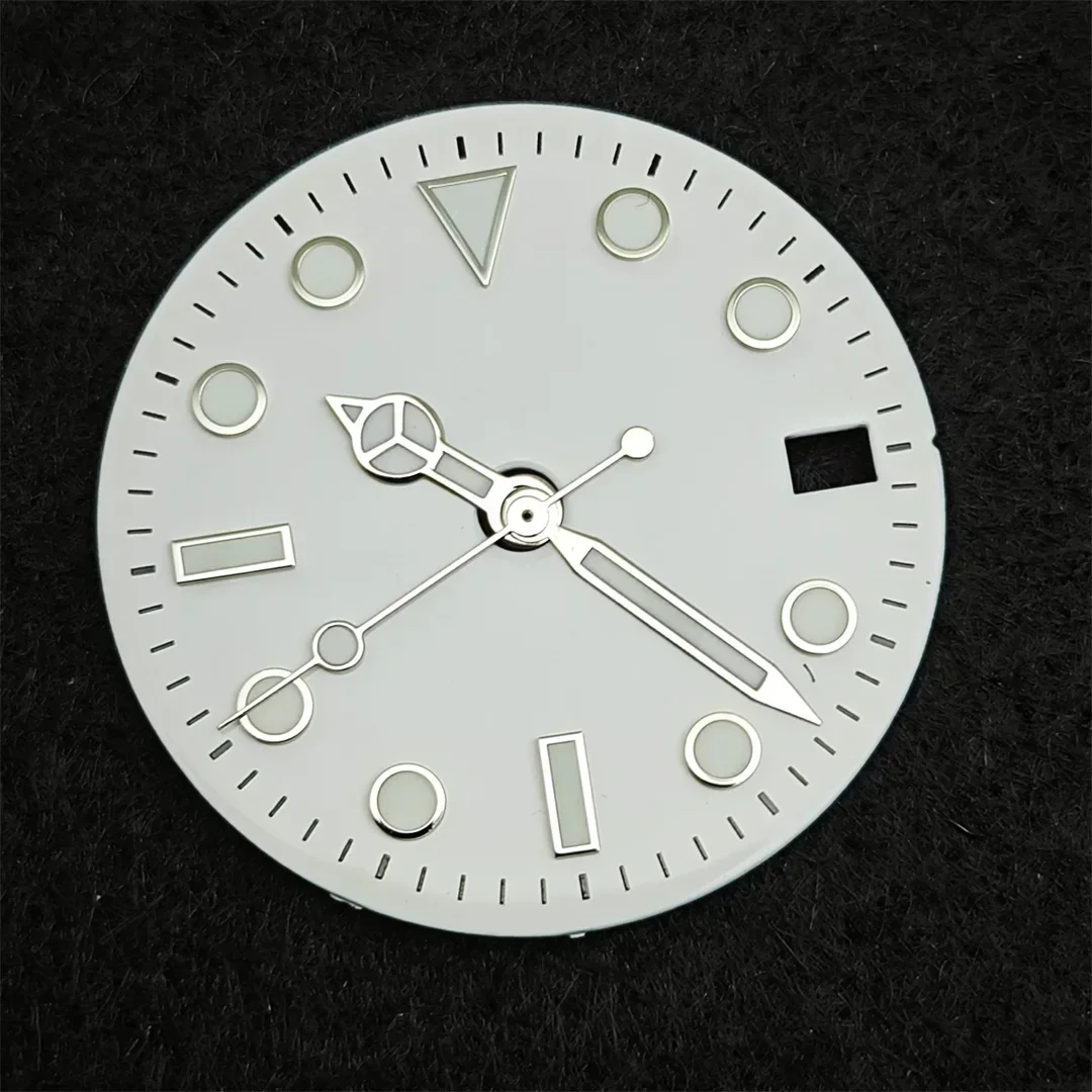 28.5 مللي متر NH35 لتقوم بها بنفسك ساعة ميكانيكية الطلب ووتش الأيدي مجموعة يخت الفرعية الهاتفي الأخضر مضيئة ساعة اكسسوارات لحركة NH35 / NH36