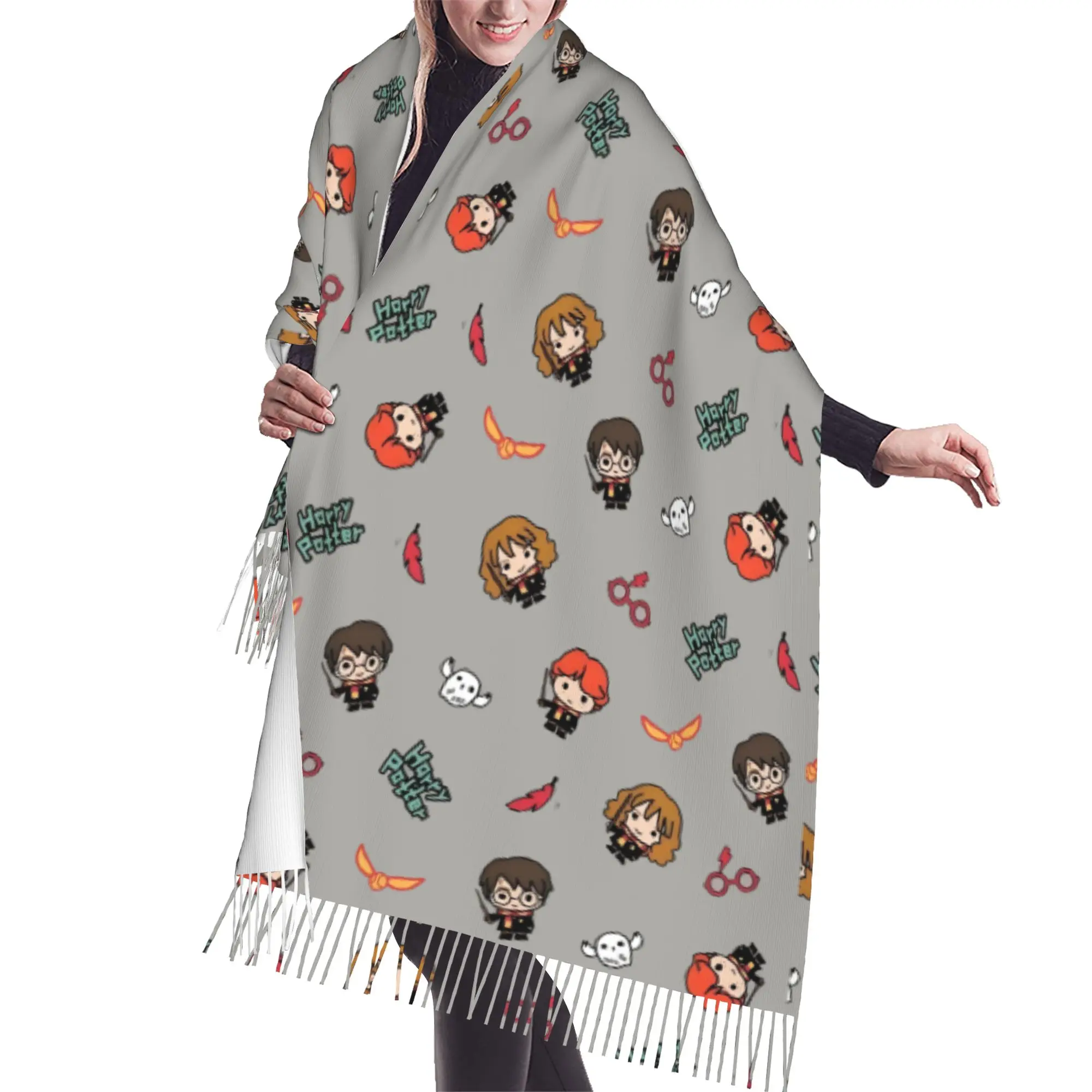 Customized Print Halloween H-Harryed Scarf Women Men Winter Warm Scarves Magic School Spooky Shawls Wraps