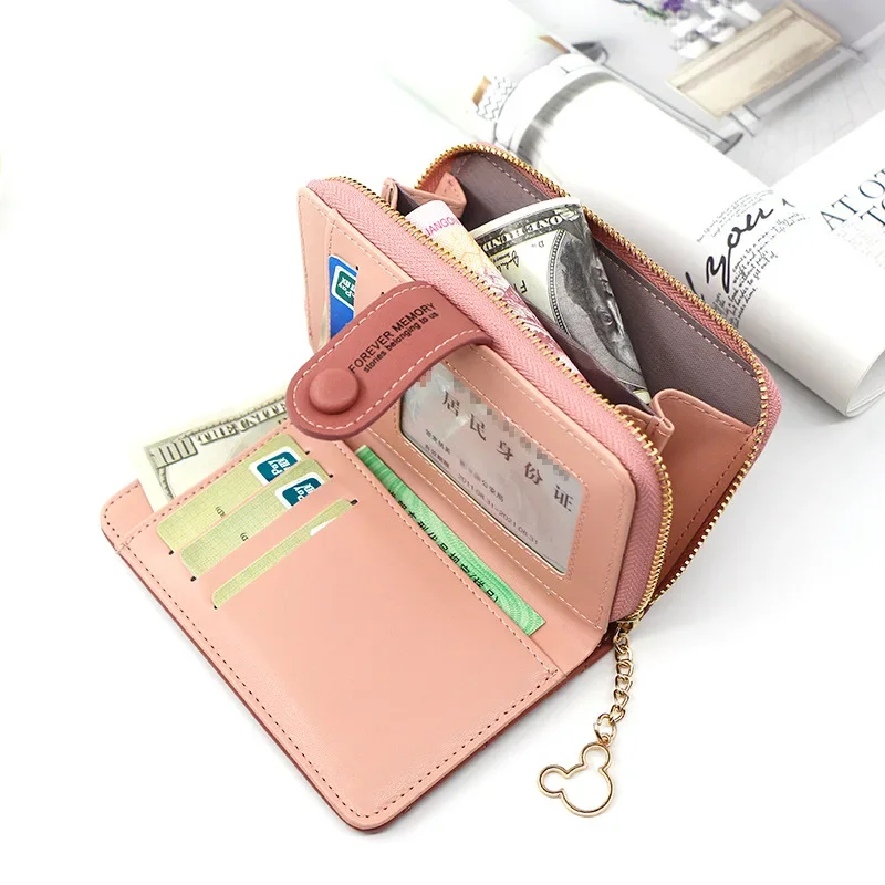 New Women Short Wallet With Coin Pocket Leather Female Flower Purse Ladies Card Holder Fashion Woman Small Zipper Clutch Bag