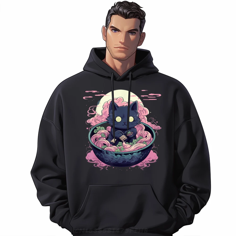 

Kawaii Pastel Goth Cat Eating Japanese Ramen Noodles 3xl Men Clothing Long Sleeve Sweater Men Lovers Day