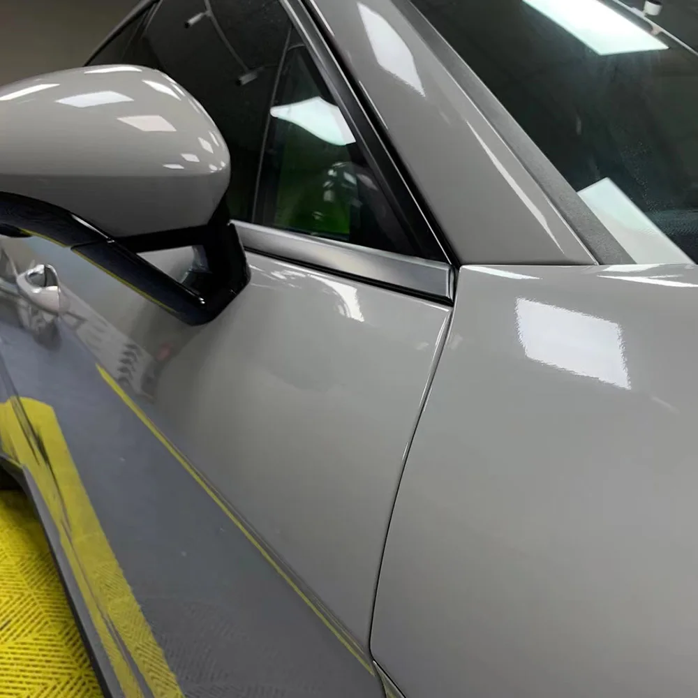 WRAPMASTER 1,52 * 18 Meter helles Nardo-Grau PET-Glanz-Auto-Vinylfolien-Designs