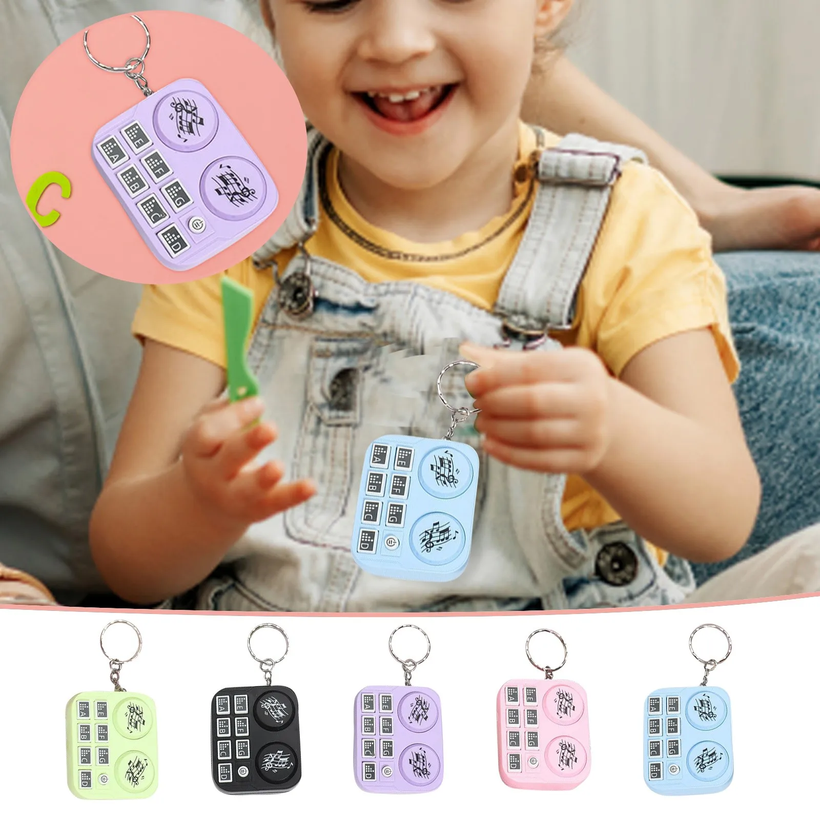 Cute Cartoon Pattern Mini Handheld Whack A Mole Game Machine Keychain Keyring With Decompression Play Toy Crystal Beads Curtains