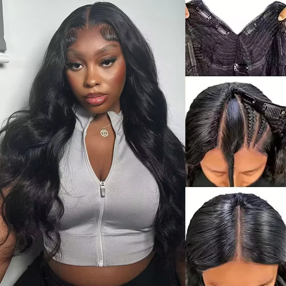 

Body Wave V Part Wig 100% Human Hair For Women 250 Density 30Inch No Leave Out Glueless U Part Water Wave Brazilian Wigs On Sale