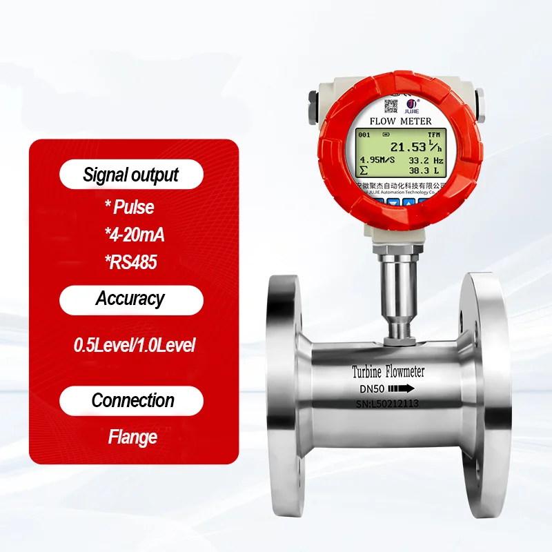 DN40/50 3-дюймовый расходомер масла SS304, топливо, бензин, дизель, жидкость, турбинный расходомер с ЖК-дисплеем Modbus DN40/50 3-дюймовый расходомер масла SS304, топливо, бензин, дизель, жидкость, турбинный расходомер с ЖК-дисплеем Modbus