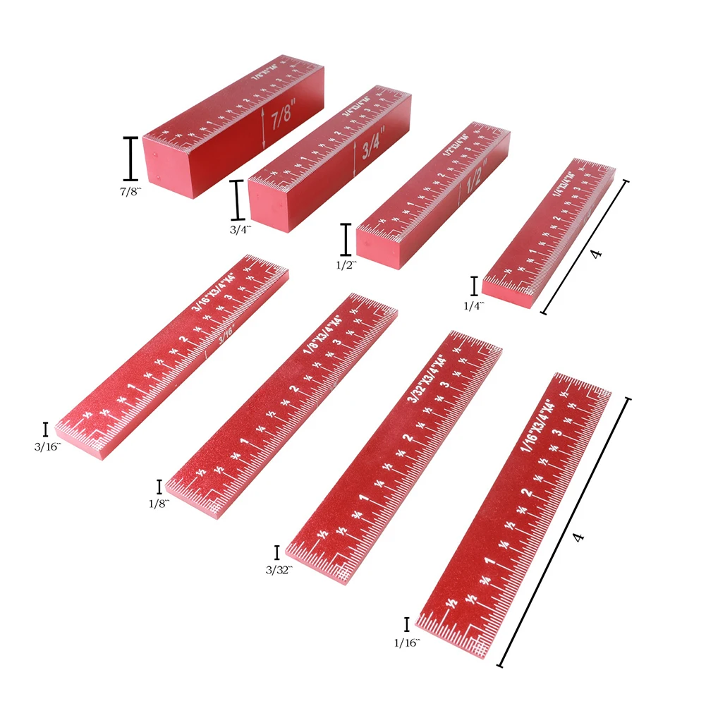 Easy-to-read Labels Height Gauge Set Aluminum Setup Bars Secure Storage Case ±0.001 Inch Accuracy Clear Engraved Size Markings