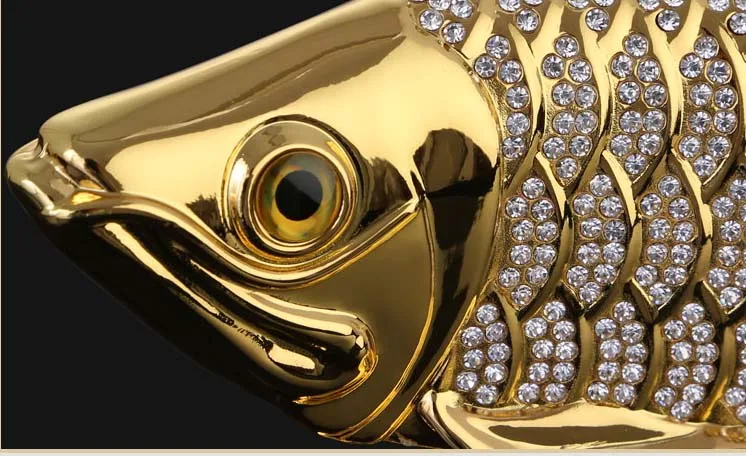 HOME OFFICE  company SHOP CAR TOP cool Efficacious Talisman Money Drawing Diamonds Arowana Golden Fish FENG SHUI brass statue