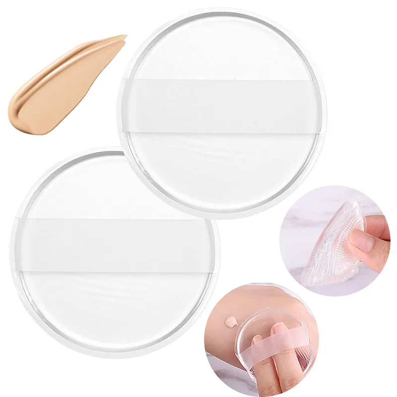 シリコーンエアクッションパウダーパフソフト弾性エアクッションスポンジ化粧品用クリアラウンドパウダーパフ洗えるメイクアップアプリケーター