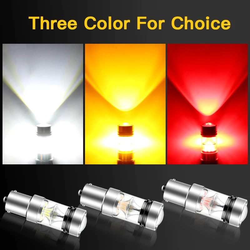 2 Pieces 100W 1157 BAY15D brake-Backup Tail Stop bulbs 1156 ba15s P21W 7506 T20 7440 7443 car turn signal reverse day Light moto