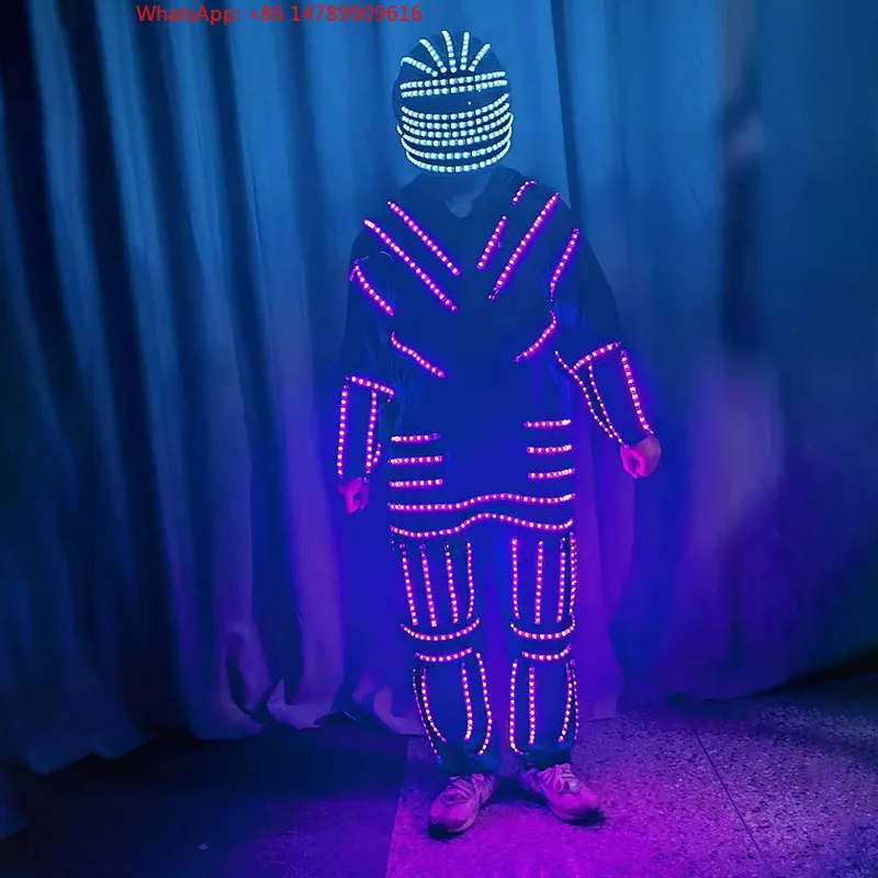 LED Luminous Robot CostumeFull Color Change Led Stage Dance Robot Suit Peorce Wear Led Luminous Robot CostumeCustomized Cool &