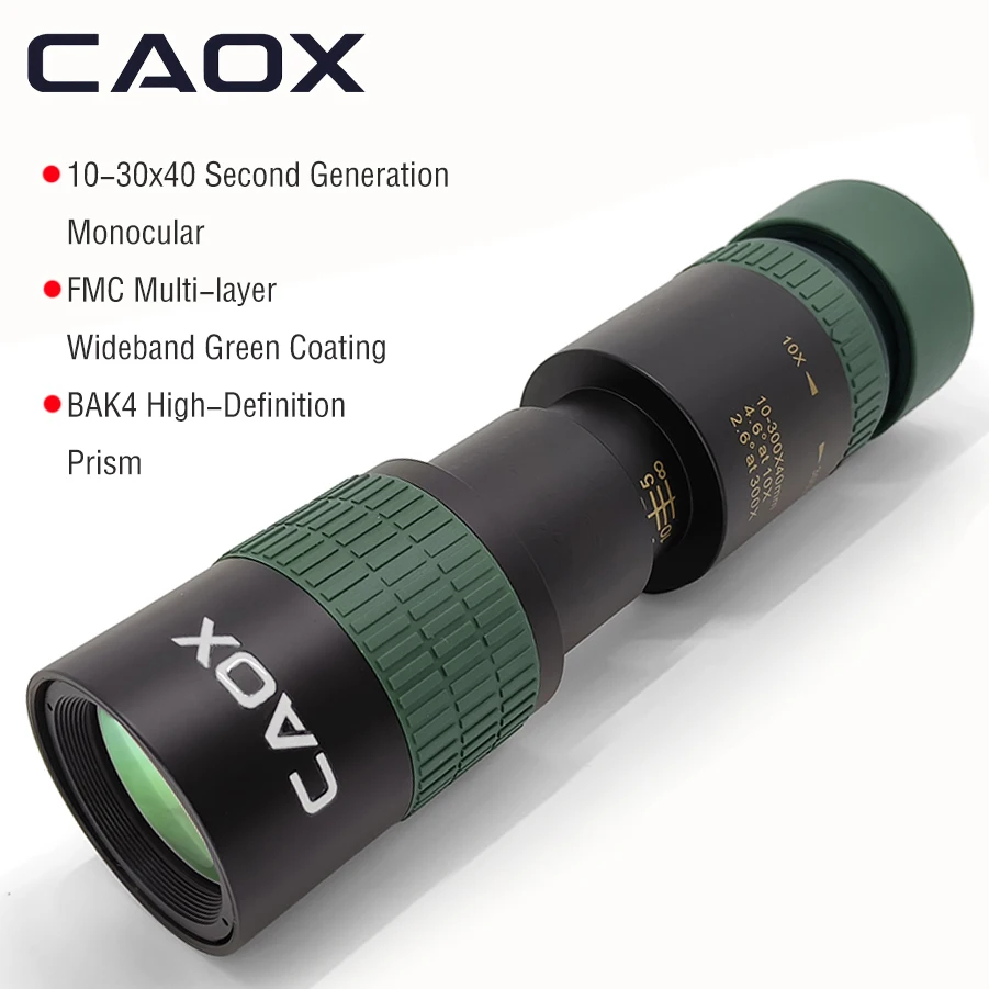 CAOX10-30x40 Zoom-Teleskop HD Tragbares Leistungsstarkes Fernglas Langstrecken-Profi-Monokular mit Nachtsicht für Jagd und Camping