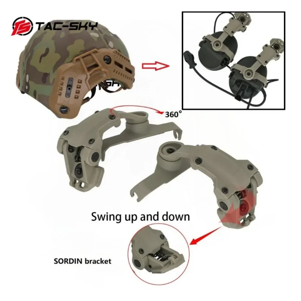 

TS TAC-SKY Адаптер для тактического шлема Mlok Крепление для шлема, совместимое с тактической гарнитурой для страйкбола SORDINHEADSET