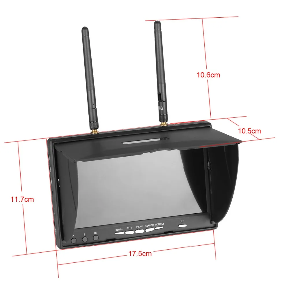 LCD5802D 5.8GHz FPV Monitor 40 Channels 7 Inch LCD Screen with DVR Built-in Battery For FPV Multicopter