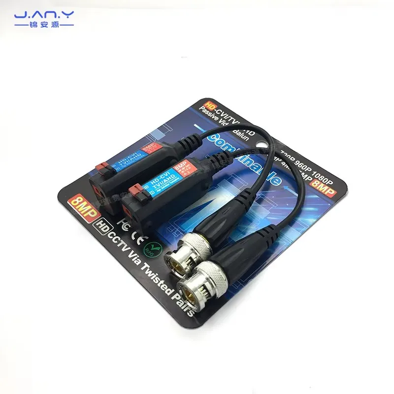 8mp twisted pair transmission network cable to BNC connector video monitoring coaxial passive HD signal extender